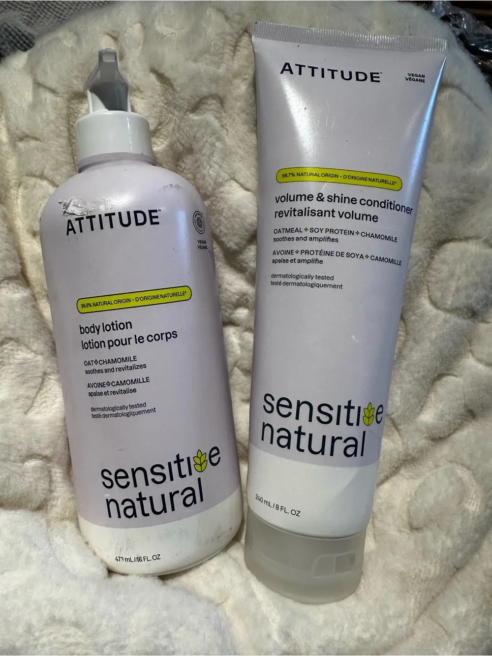 ATTITUDE Sensitive Natural Volume & Shine Conditioner & Body Lotion Set NEW $39